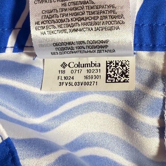 Columbia Womens XL Blue Wave Pattern Swim Shorts With Elastic Waist & Drawstring - Picture 8 of 10